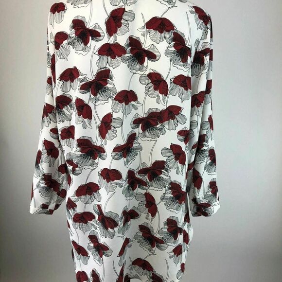 Alfani Blouse Top Red Floral Surplice Wrap N55 🔥 - Picture 8 of 10